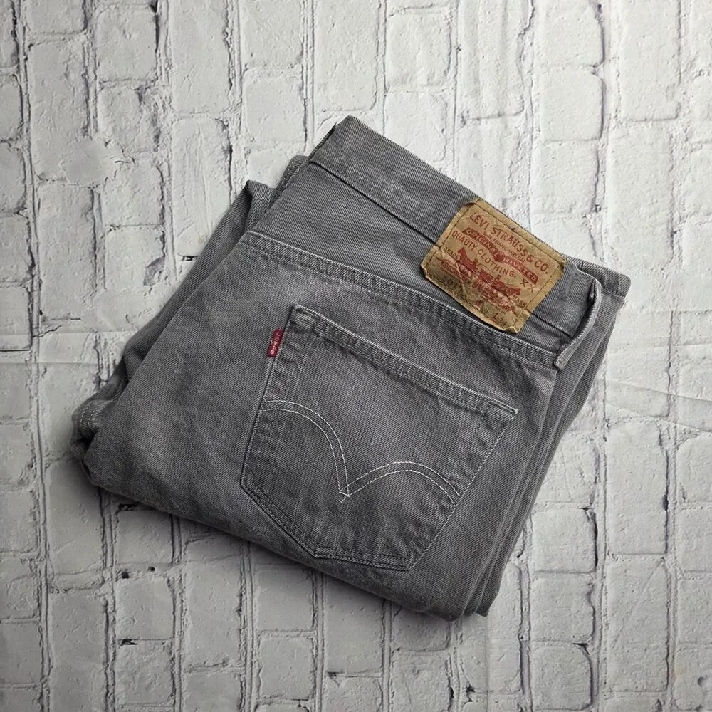Vintage Levis 501xx Mens 38x34 Straight Leg Button Fly Gray Jeans Made in Mexico